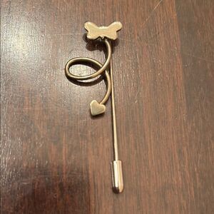 Elegant Silver Butterfly Heart Stick Pin